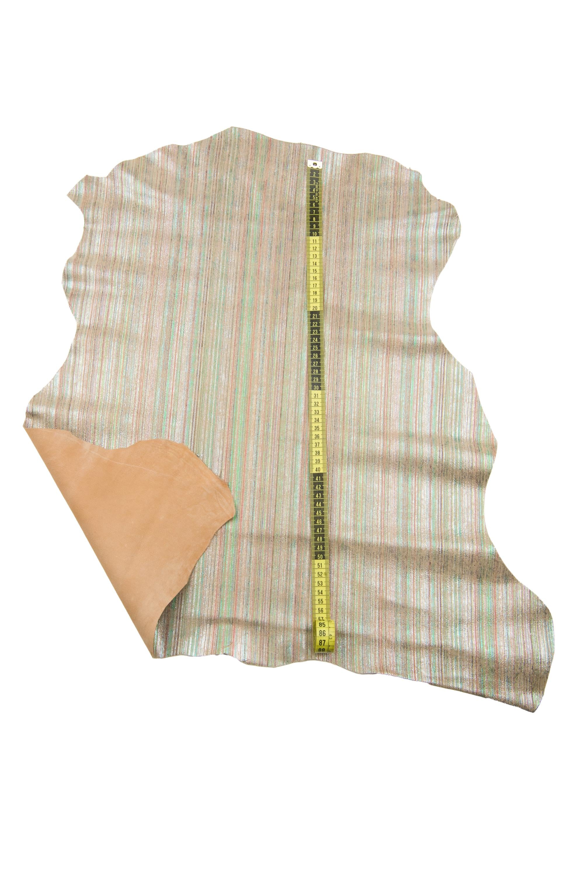 Iridescent Rainbow Leather Hide, Metallic multicolor Leather skin for Luxury craft B18709-mt(st) La Garzarara