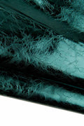 GREEN METALLIC leather skin, wrinkled bright sparkle calfskin, soft cowhide for diy projects B18702-MT La Garzarara