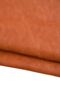 Rustic cognac leather hide, natural VEGETABLE tanned cowhide with fine soft grain, soft vintage calfskin for crafting B18716-VT La Garzarara