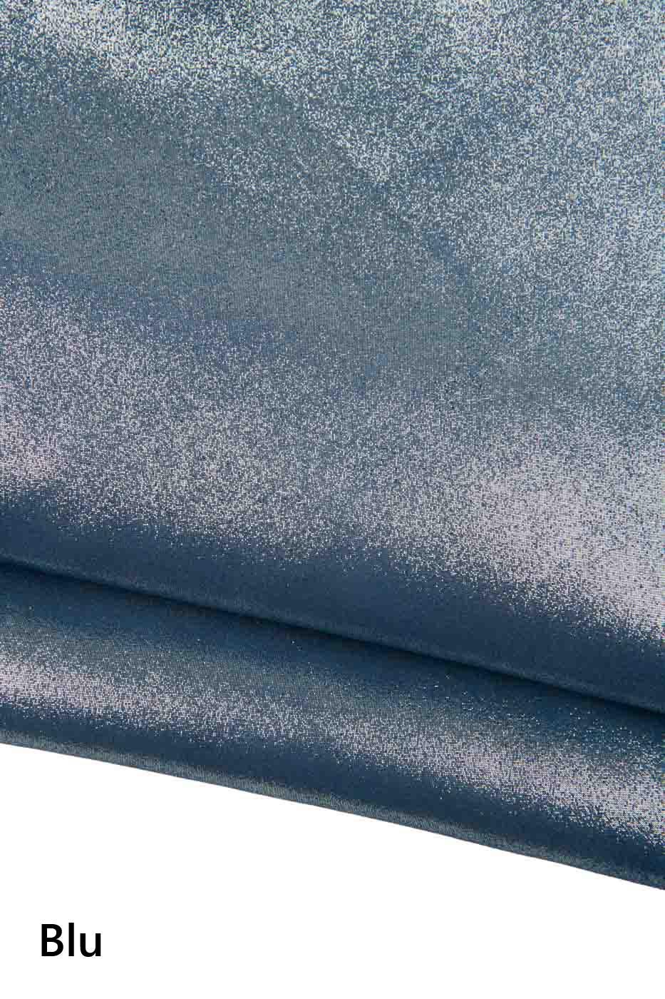 Sparkle leather skin, bright soft glitter goatskin for diy creations, blue yellow metallic suede hide B18713-MT La Garzarara