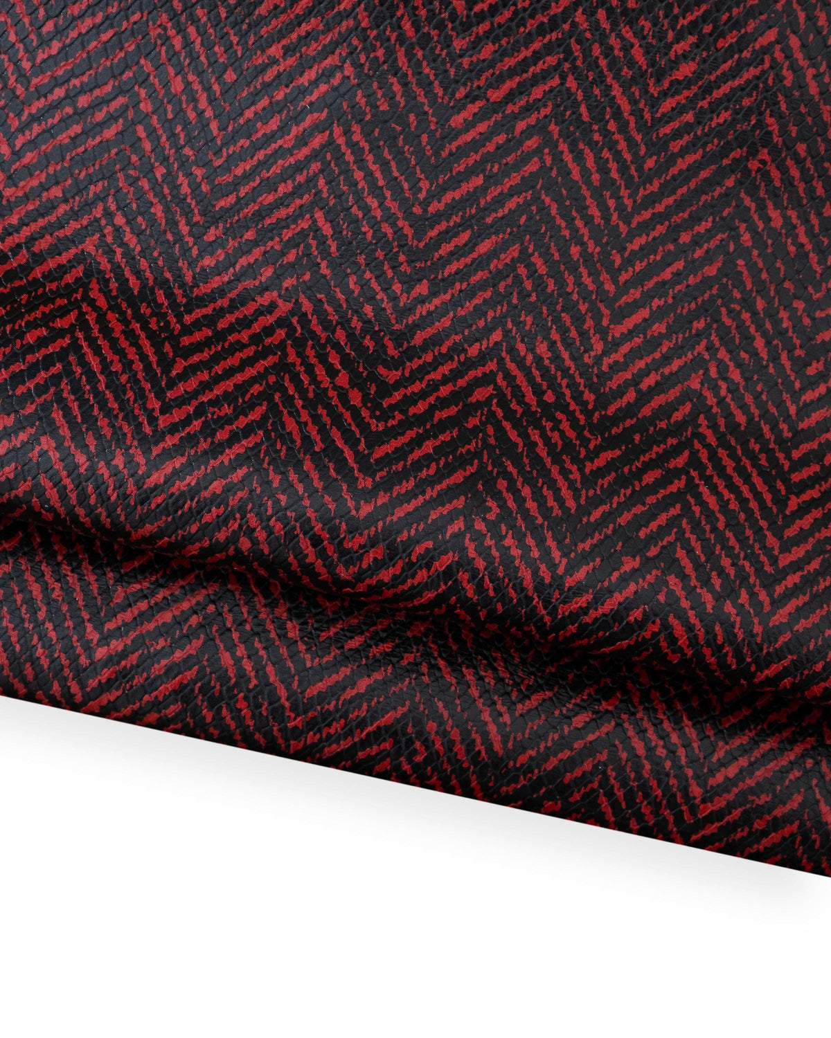 Black & Crimson Chevron Italian Leather Hide, Graphic Zigzag Pattern, geometric Leather for Bags, Shoes Crafts B18718-ST La Garzarara