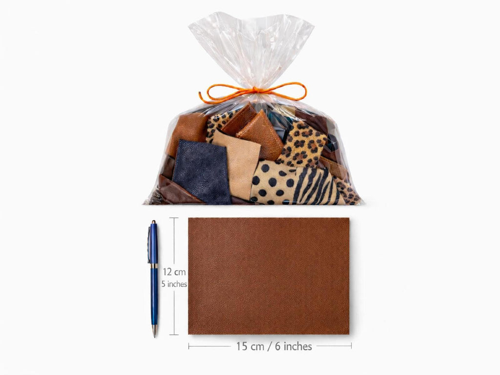 Leather Scrap Variety Pack, 20 Colorful Pieces, Printed Metallic Suede and Patterned Offcuts for Creative Crafts 6x5 inches / 12x15 cm