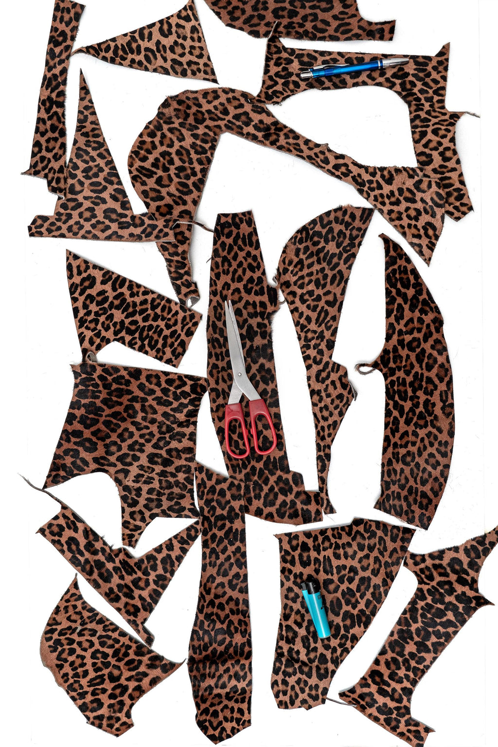 Leopard Cavallino Leather Scraps, Small Hair On Offcuts, Brown and Tan Animal Print Pieces for Jewelry and Crafts 4x2 inches La Garzarara