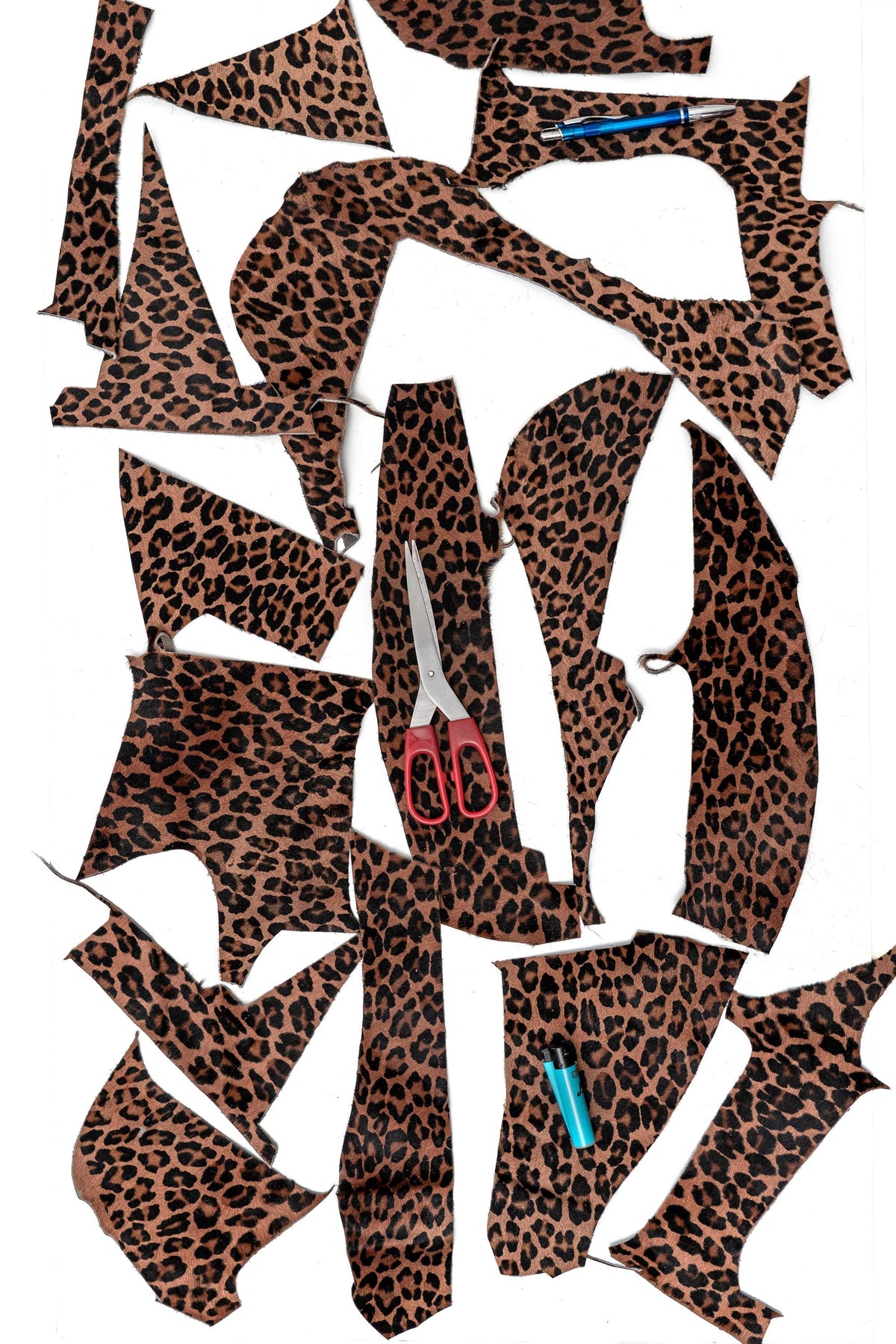 Leopard Cavallino Leather Scraps, Small Hair On Offcuts, Brown and Tan Animal Print Pieces for Jewelry and Crafts 4x2 inches La Garzarara