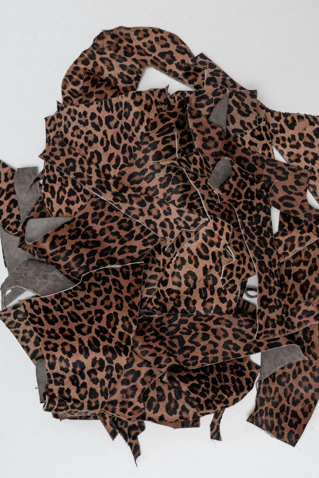 Leopard Cavallino Leather Scraps, Small Hair On Offcuts, Brown and Tan Animal Print Pieces for Jewelry and Crafts 4x2 inches La Garzarara