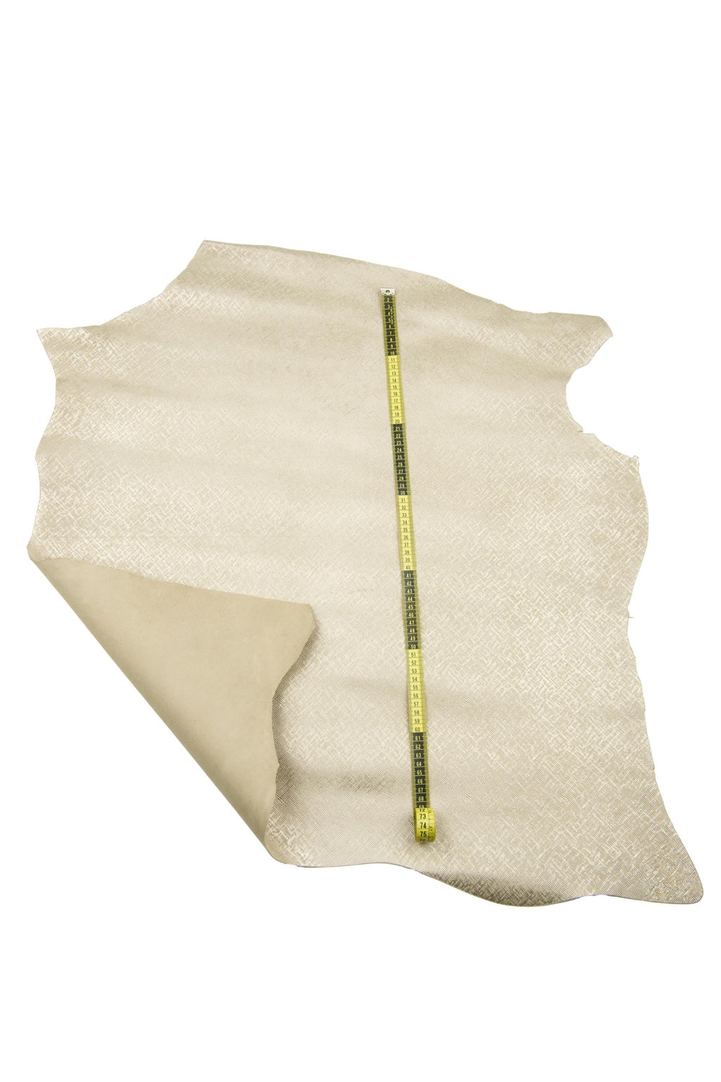 Light gold SAFFIANO printed goatskin, platinum METALLIC leather skin, bright soft hide for diy projects B18767-MT(st) La Garzarara