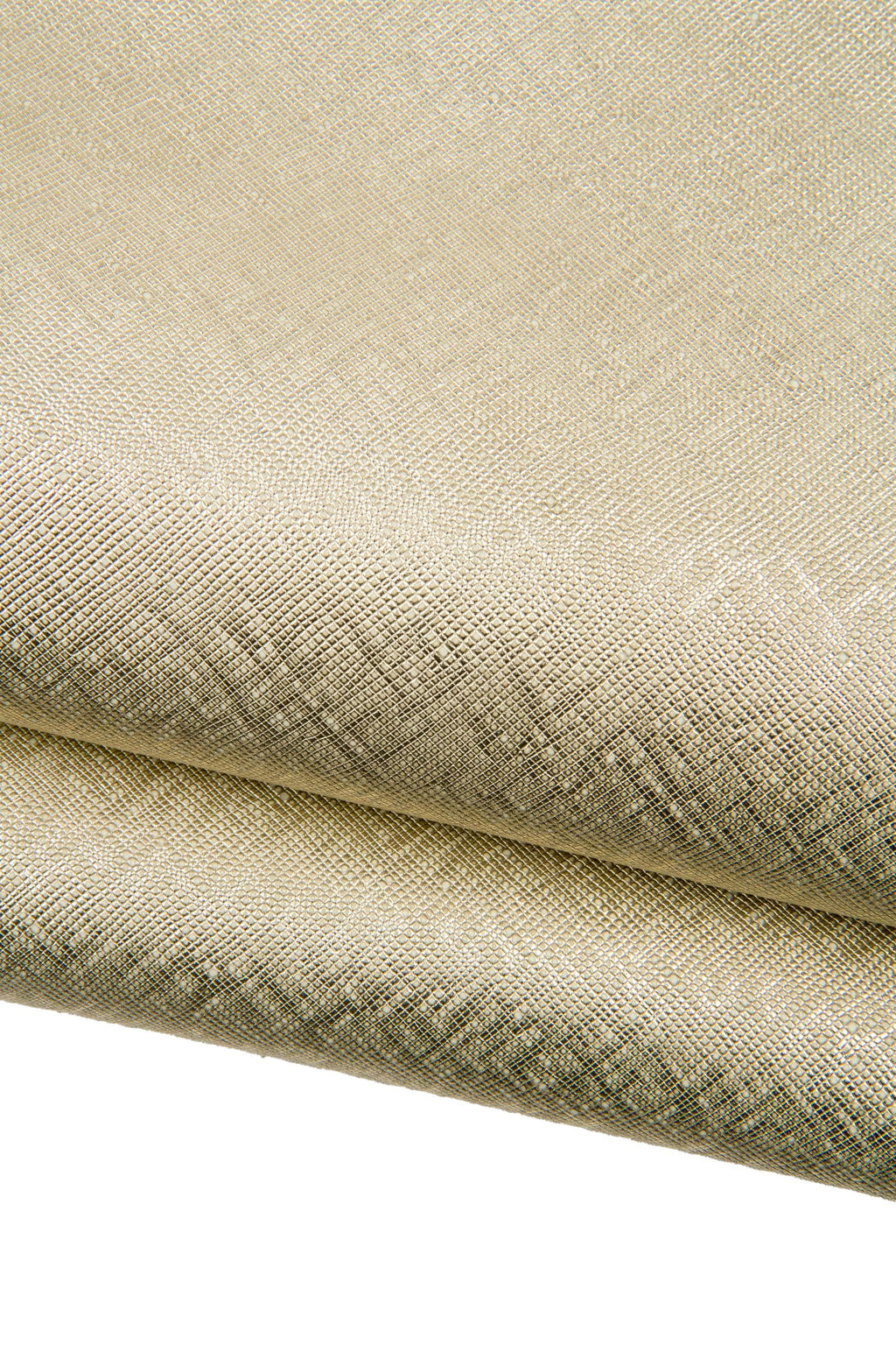 Light gold SAFFIANO printed goatskin, platinum METALLIC leather skin, bright soft hide for diy projects B18767-MT(st) La Garzarara