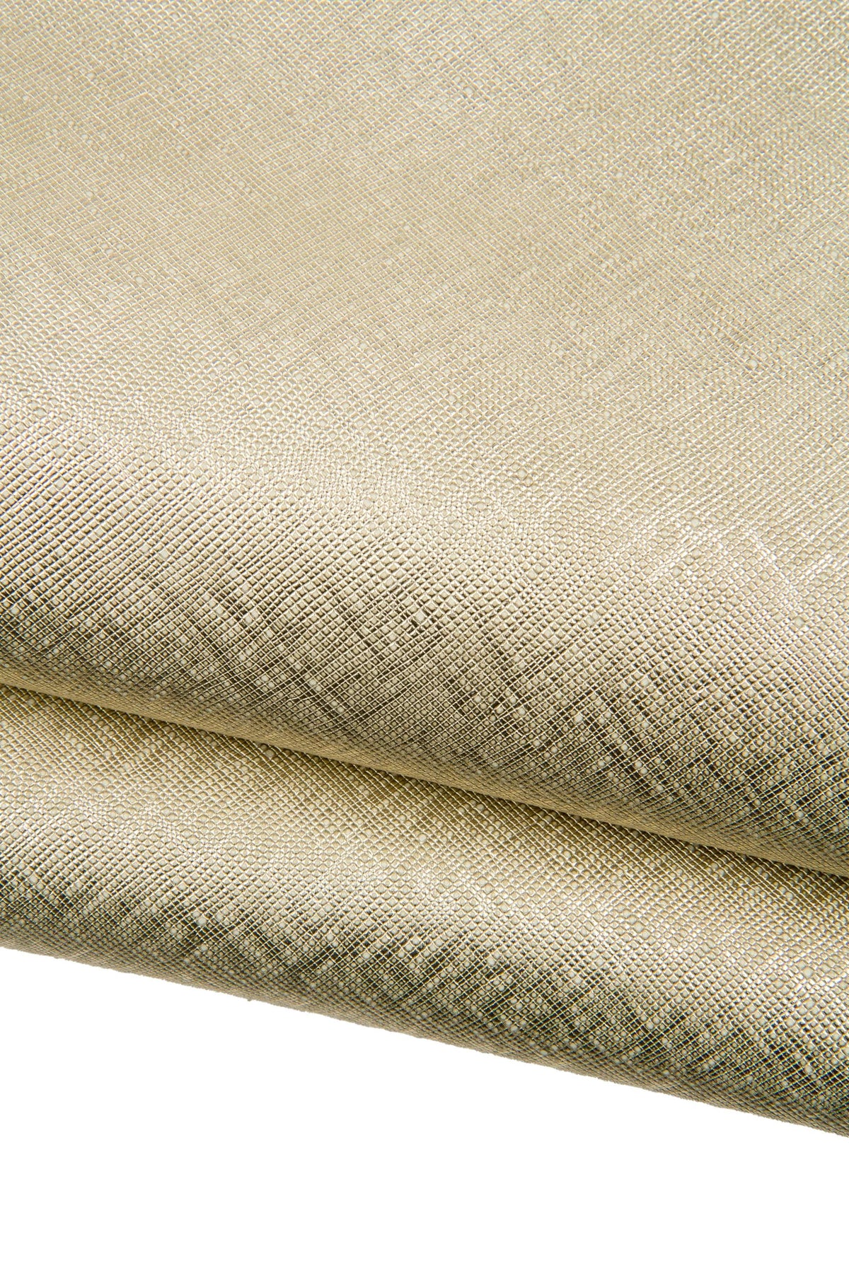 Light gold SAFFIANO printed goatskin, platinum METALLIC leather skin, bright soft hide for diy projects B18767-MT(st) La Garzarara