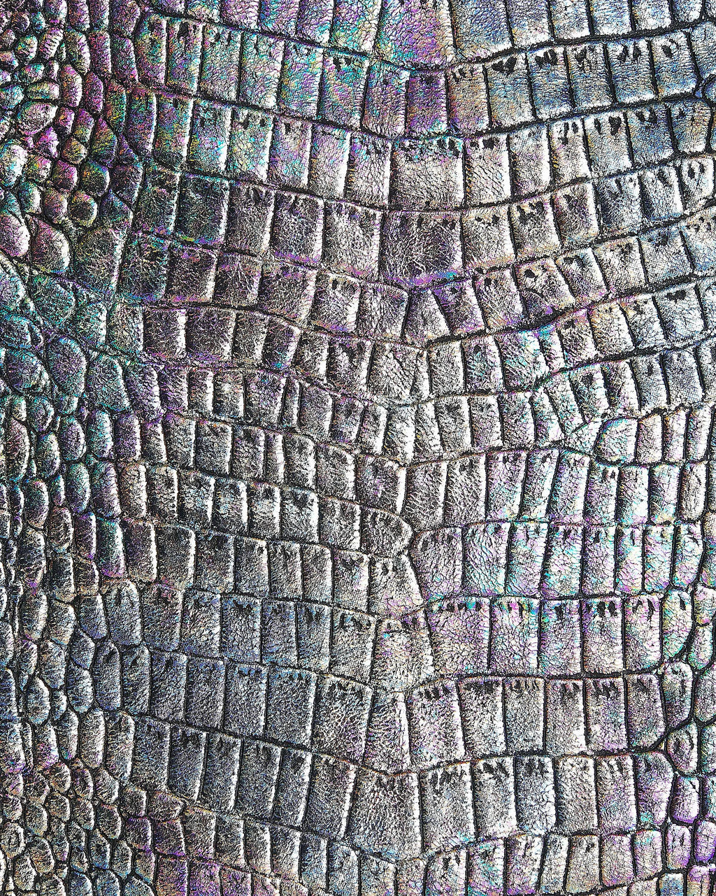 HOLOGRAPHIC CROCODILE embossed leather hide, iridescent metallic alligator printed goatskin, multicolor soft leather B17214-MT(st)