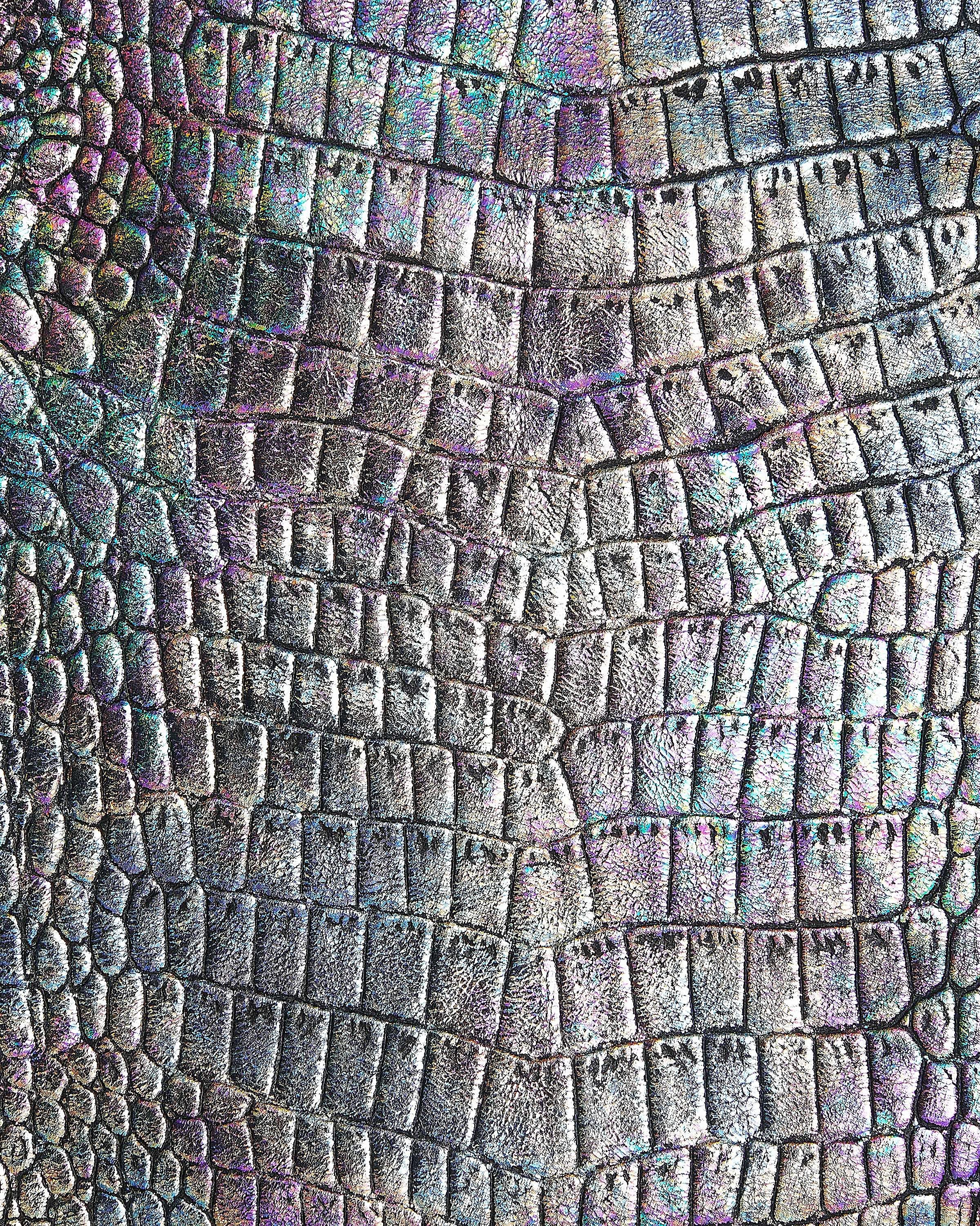 HOLOGRAPHIC CROCODILE embossed leather hide, iridescent metallic alligator printed goatskin, multicolor soft leather B17214-MT(st)