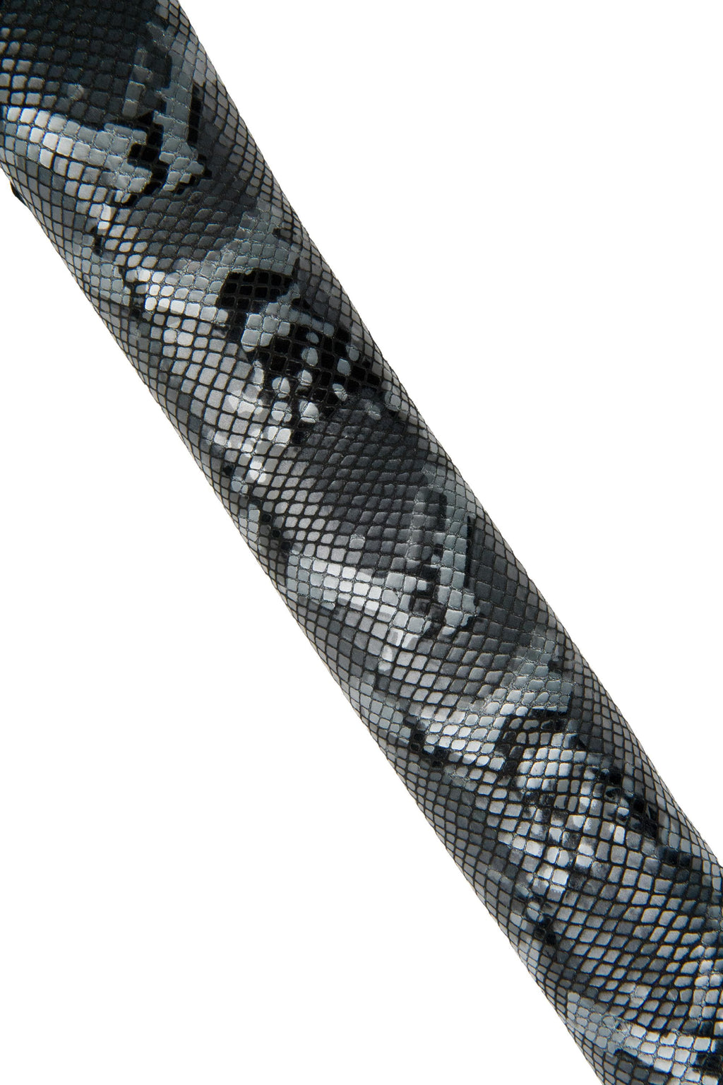 Snake print leather skin, grey - black reptile pattern on goatskin, glossy metallic python hide for diy projects B18766-MT(st)La Garzarara