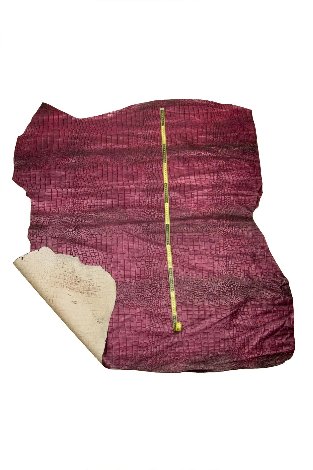 Burgundy CROCODILE embossed leather hide, ALLIGATOR print on calfskin, semi - glossy vitange croc cowhide for crafting B18689-ST LaGarzarara
