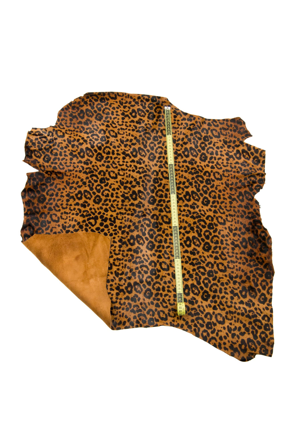 Brown LEOPARD HAIR on leather hide, tan cheetah textured pony skin, soft hairy cowhide for crafting B18708-CV La Garzarara