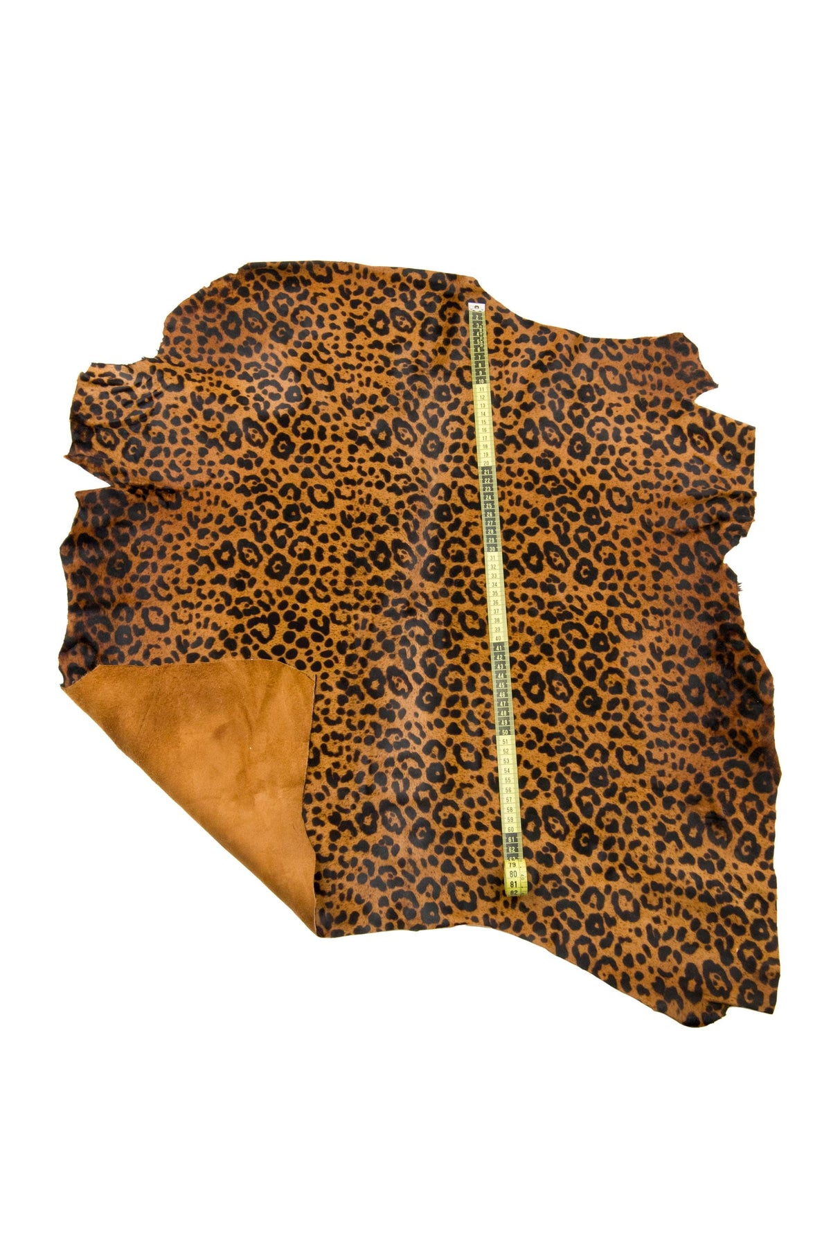 Brown LEOPARD HAIR on leather hide, tan cheetah textured pony skin, soft hairy cowhide for crafting B18708-CV La Garzarara