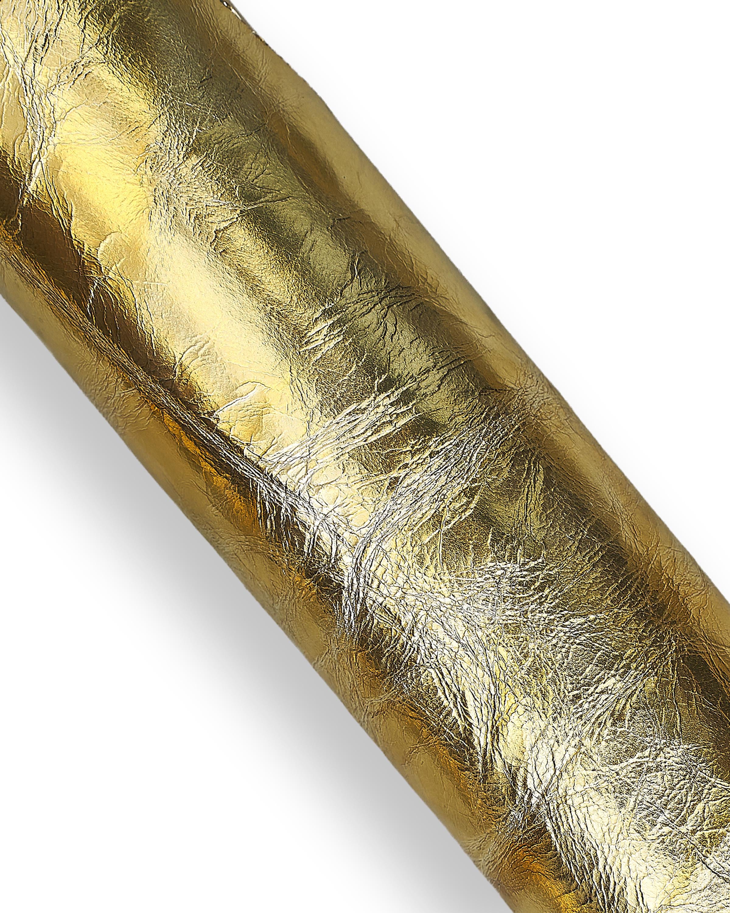 Set of Gold metallic leather skins, smooth metallic and CROCODILE PYTHON printed soft goatskins, hide for diy B18352-mt(st) La Garzarara