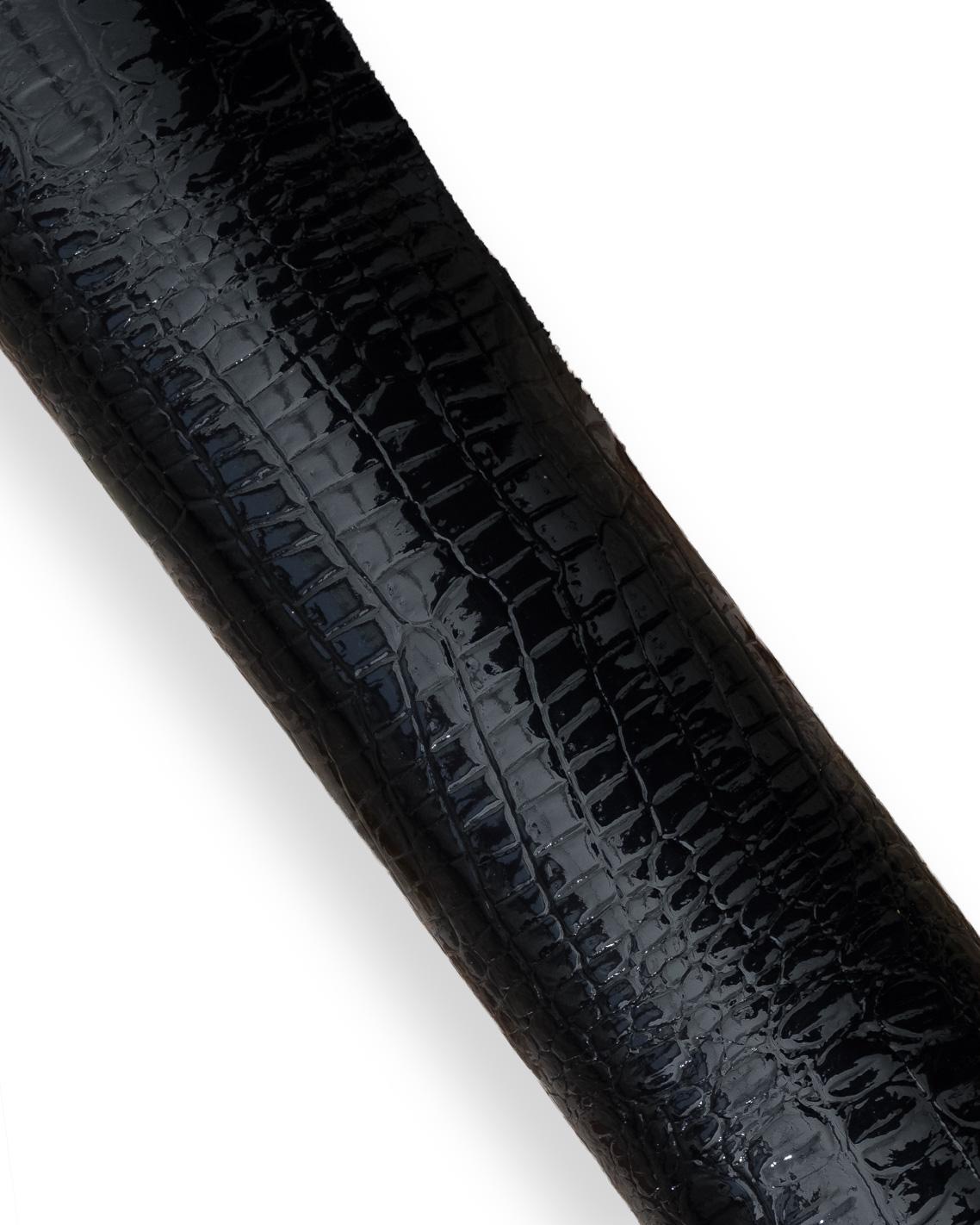 Gloss Dark blue CROCODILE, embossed leather hide, alligator printed PATENT cowhide, glossy calfskin 1.0 - 1.2 mm B18669-ST La Garzarara