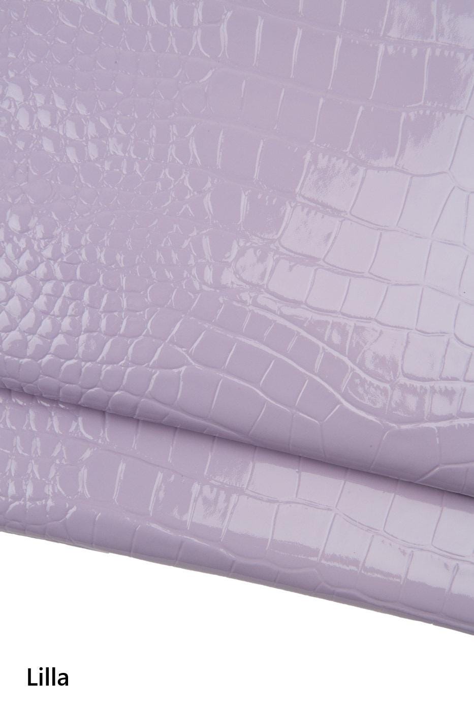 CROCODILE PRINTED calfskin, lilac, beige embossed leathers, alligator pattern on glossy hide B18671-ST La Garzarara