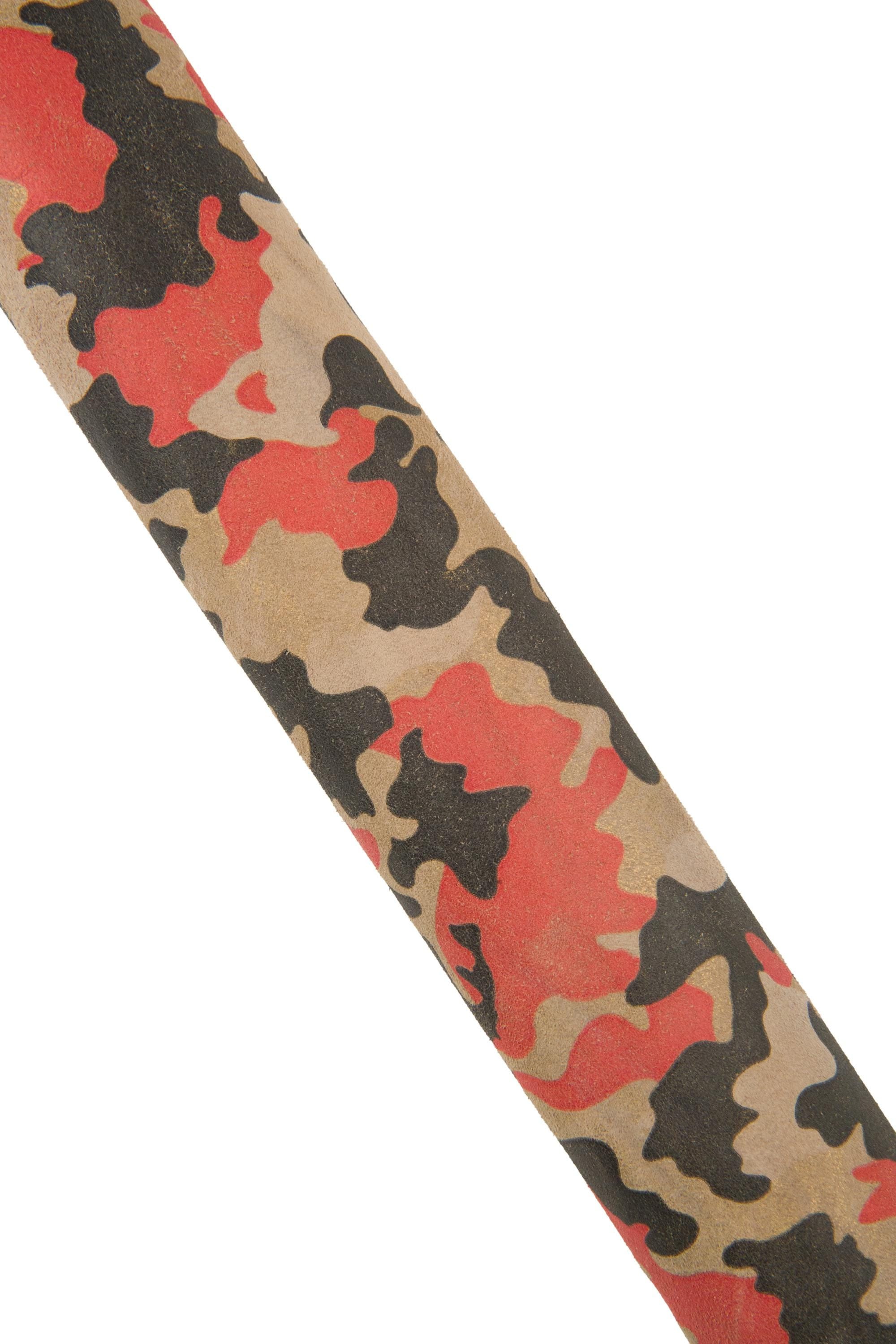 CAMO leather hide, textured leather skin, red brown black GOLD pearling military print on suede split calfskin camouflage B17319-ST