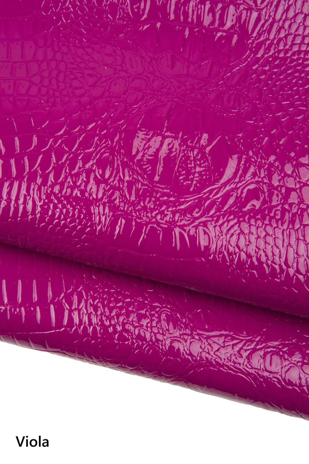 Hot pink CROCODILE leather hide, antique pink, purple ALLIGATOR printed cowhide, glossy baby calf for crafters B18677-ST La Garzarara