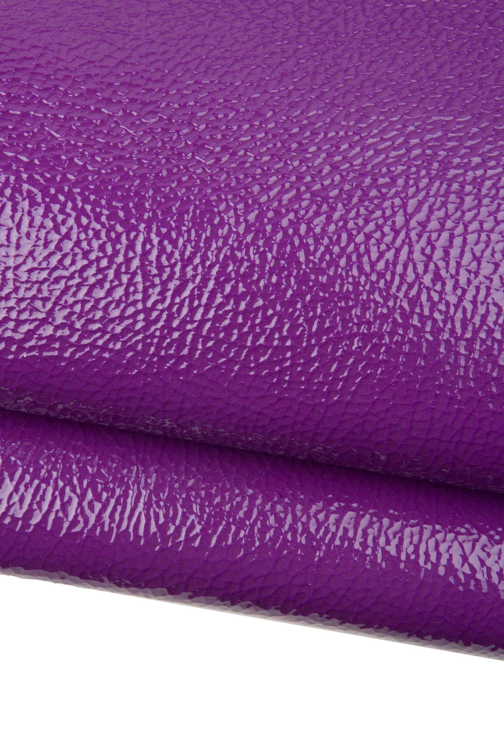 Purple PATENT leather hide, platinum DOUBLE SIDED glossy wrinkled calfskin, semi stiff naplack cowhide, 1.6 - 1.8 mm B18600-tu La Garzarara