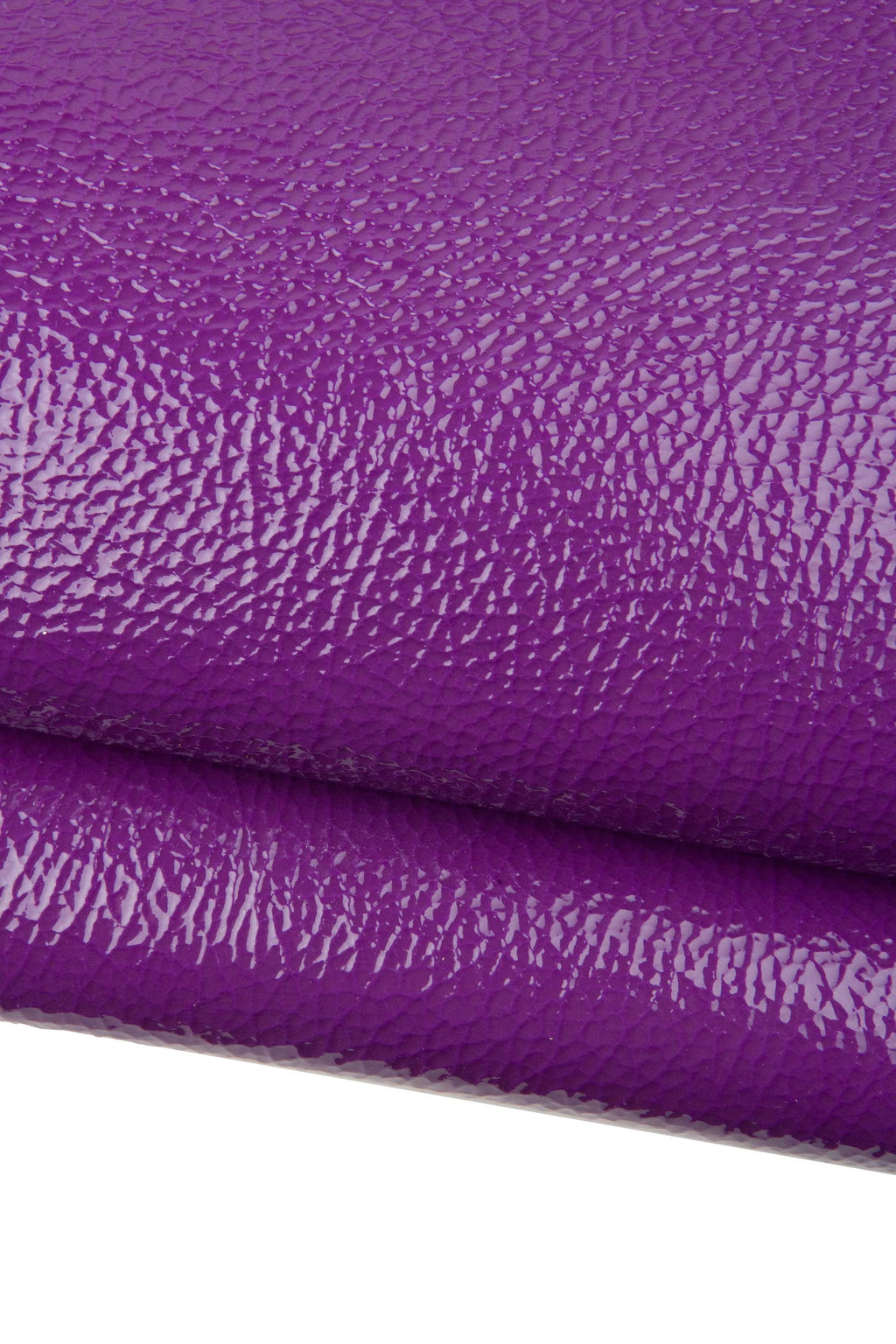 Purple PATENT leather hide, platinum DOUBLE SIDED glossy wrinkled calfskin, semi stiff naplack cowhide, 1.6 - 1.8 mm B18600-tu La Garzarara