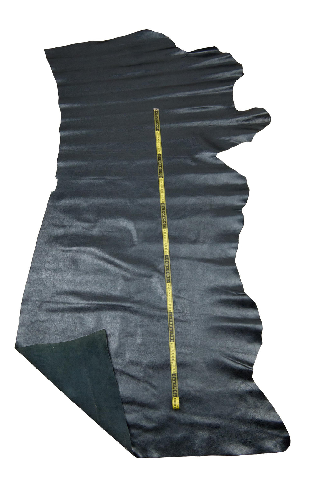 Anthracite blue leather hide, soft GLOSSY cowhide, sporty calfskin for crafting, 1.1 - 1.2 mm B18594-VT La Garzarara