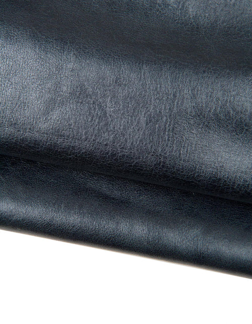 Anthracite blue leather hide, soft GLOSSY cowhide, sporty calfskin for crafting, 1.1 - 1.2 mm B18594-VT La Garzarara