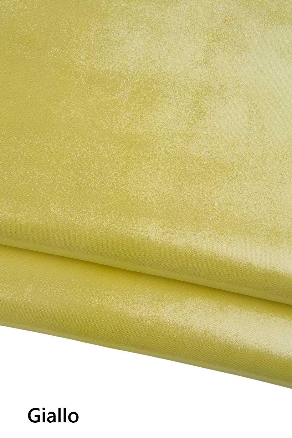 Sparkle leather skin, bright soft glitter goatskin for diy creations, blue yellow metallic suede hide B18713-MT La Garzarara
