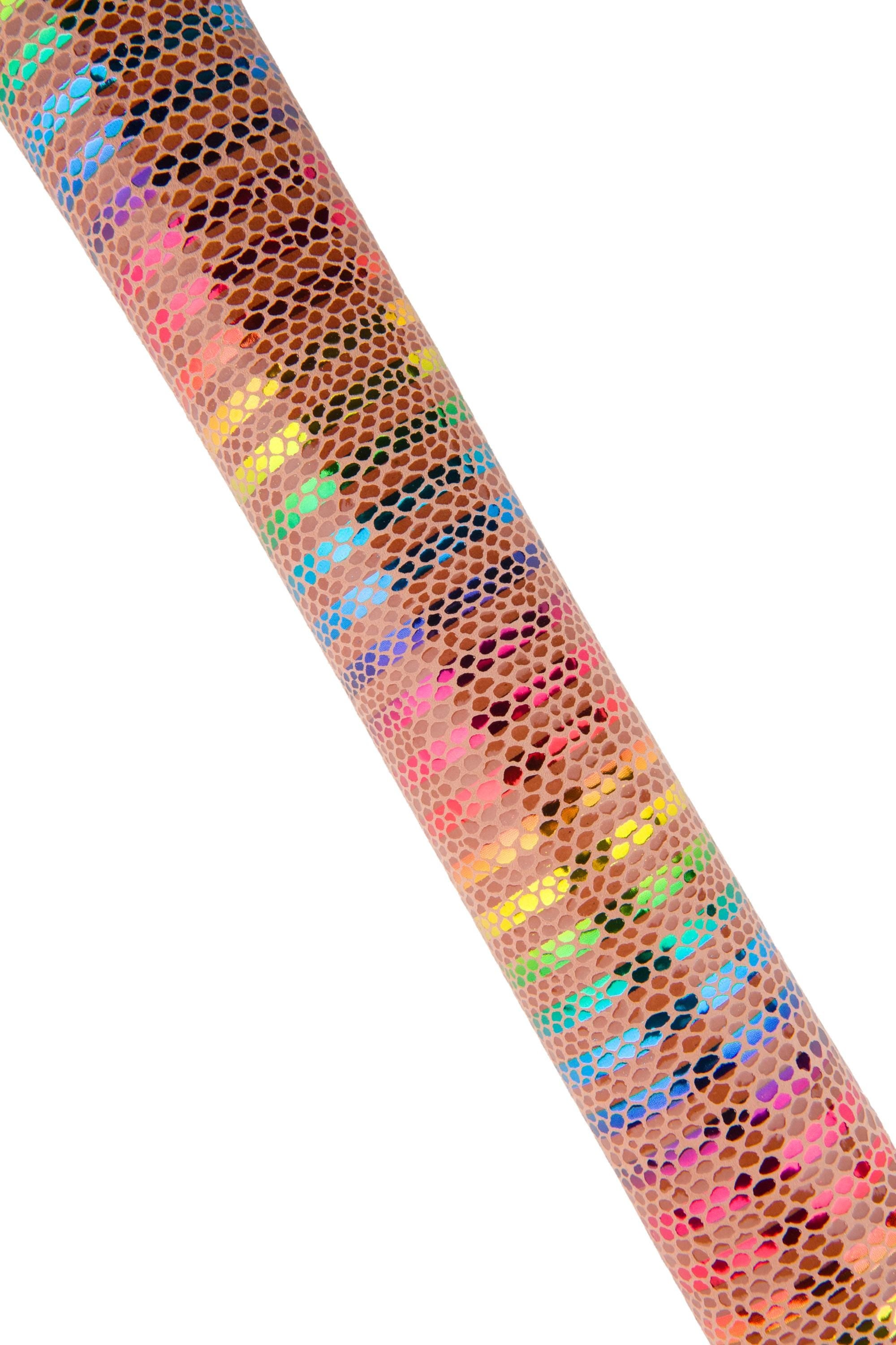 Multicolor STRIPED printed leather skin, tan snake textured goatskin, RAINBOW textured hide B18960-MT(st) La Garzarara