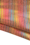 Multicolor STRIPED printed leather skin, tan snake textured goatskin, RAINBOW textured hide B18960-MT(st) La Garzarara