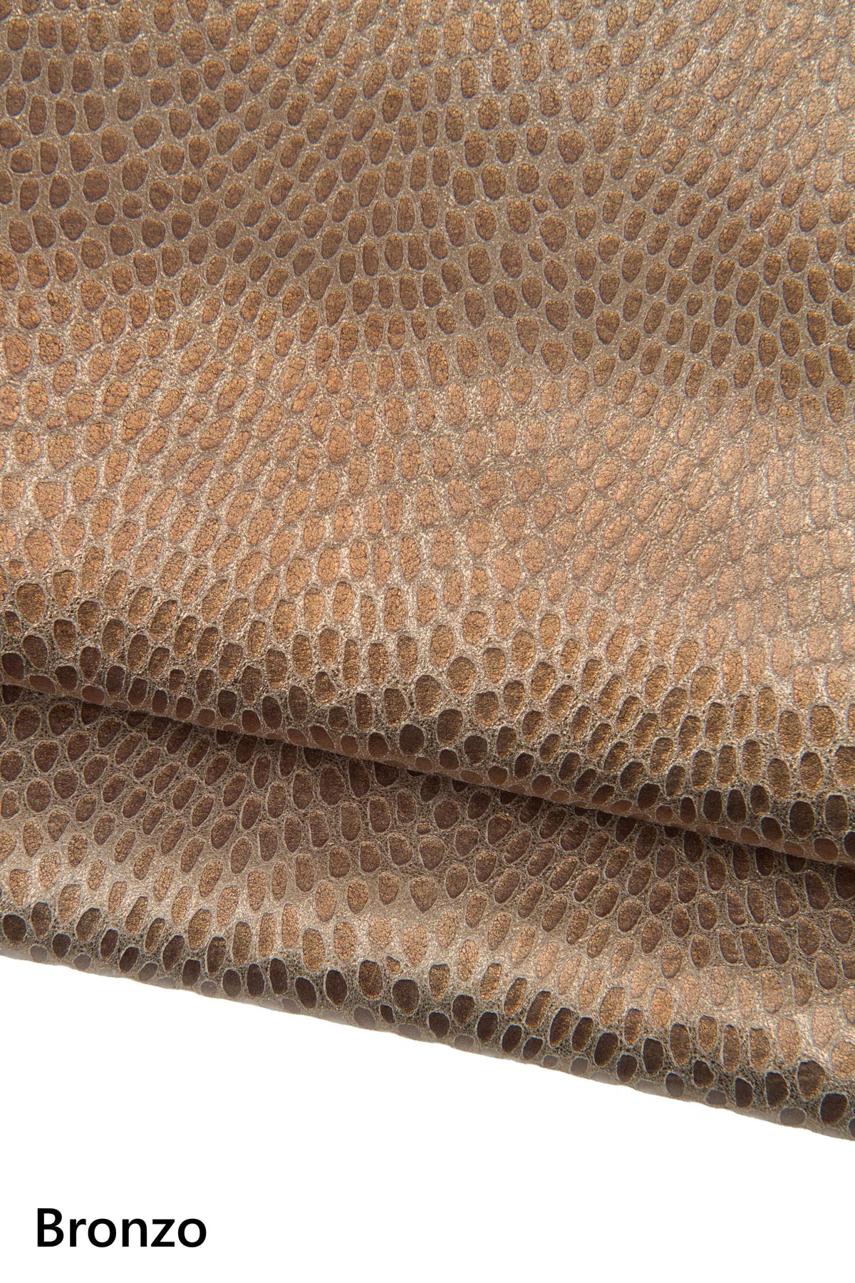 Metallic Lizard Leather Hide, Platinum Bronze Italian reptile Leather, Soft glossy snake goatskin B18751-MT(st) La Garzarara