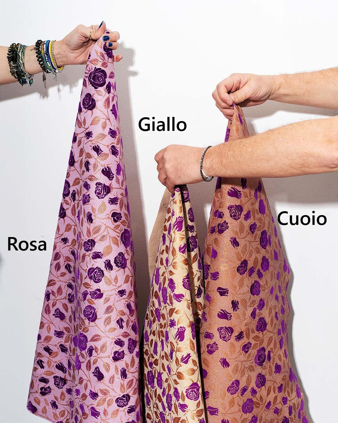 FLORAL printed leather, suede split calfskin with FLOCK flower and copper-colored leaves, soft hides B18983-MT(st) La Garzarara