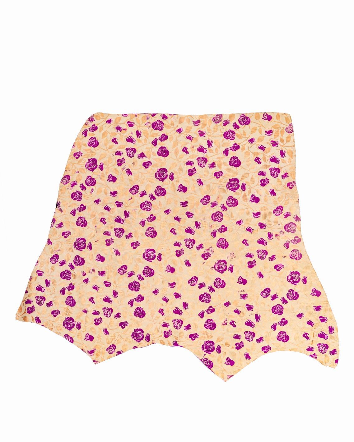 FLORAL printed leather, suede split calfskin with FLOCK flower and copper-colored leaves, soft hides B18983-MT(st) La Garzarara