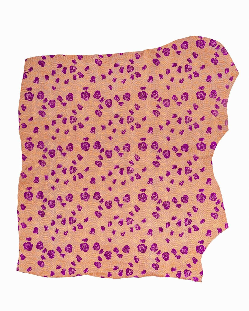 FLORAL printed leather, suede split calfskin with FLOCK flower and copper-colored leaves, soft hides B18983-MT(st) La Garzarara