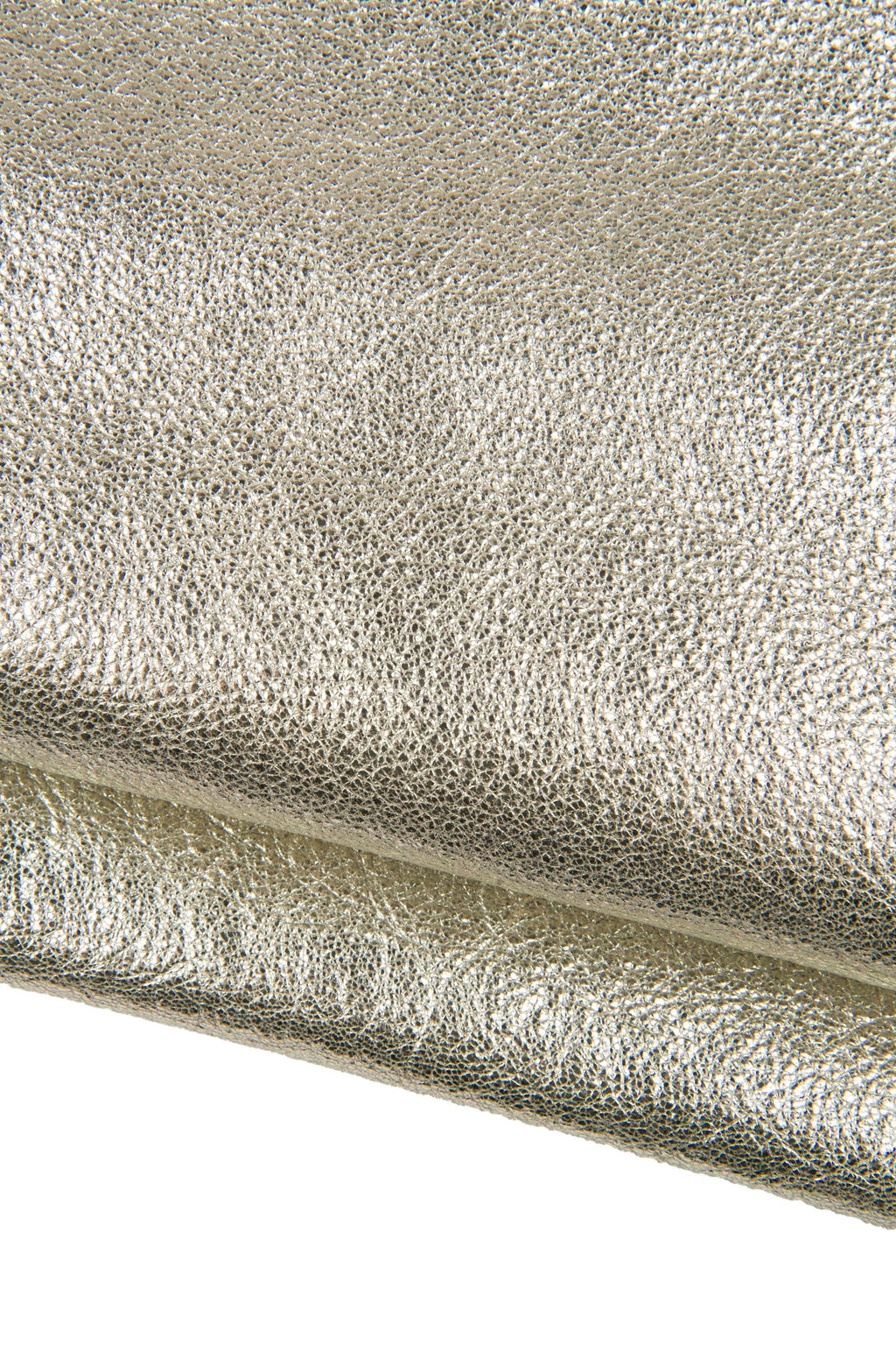 Silver METALLIC leather hide, CRACKLED soft cowhide, bright thick calfskin 1.5 - 1.7 mm B18805-MT La Garzarara