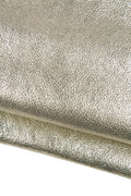 Silver METALLIC leather hide, CRACKLED soft cowhide, bright thick calfskin 1.5 - 1.7 mm B18805-MT La Garzarara