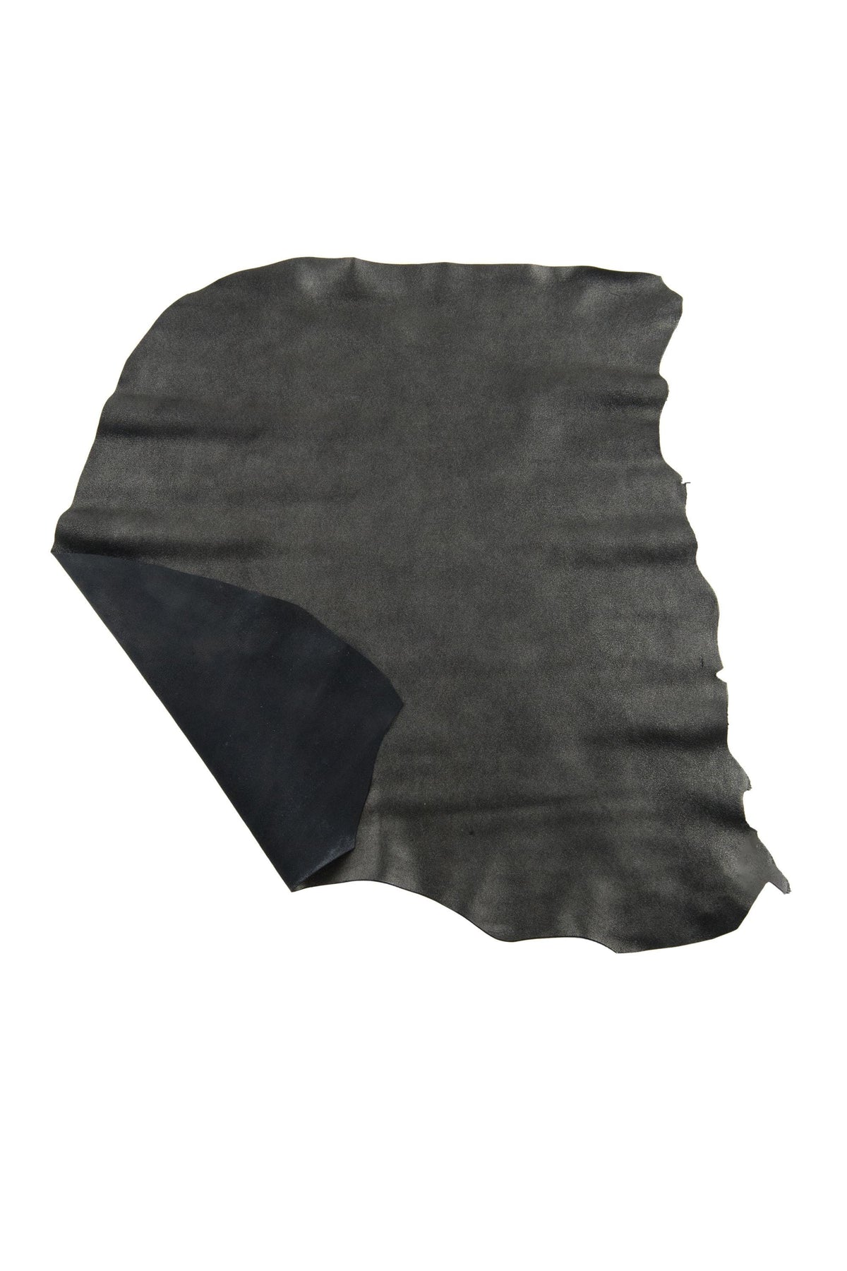 Charcoal METALLIC leather skin, dark grey soft goatskin, BRIGHT suede hide for hobbyists B18814-MT La Garzarara