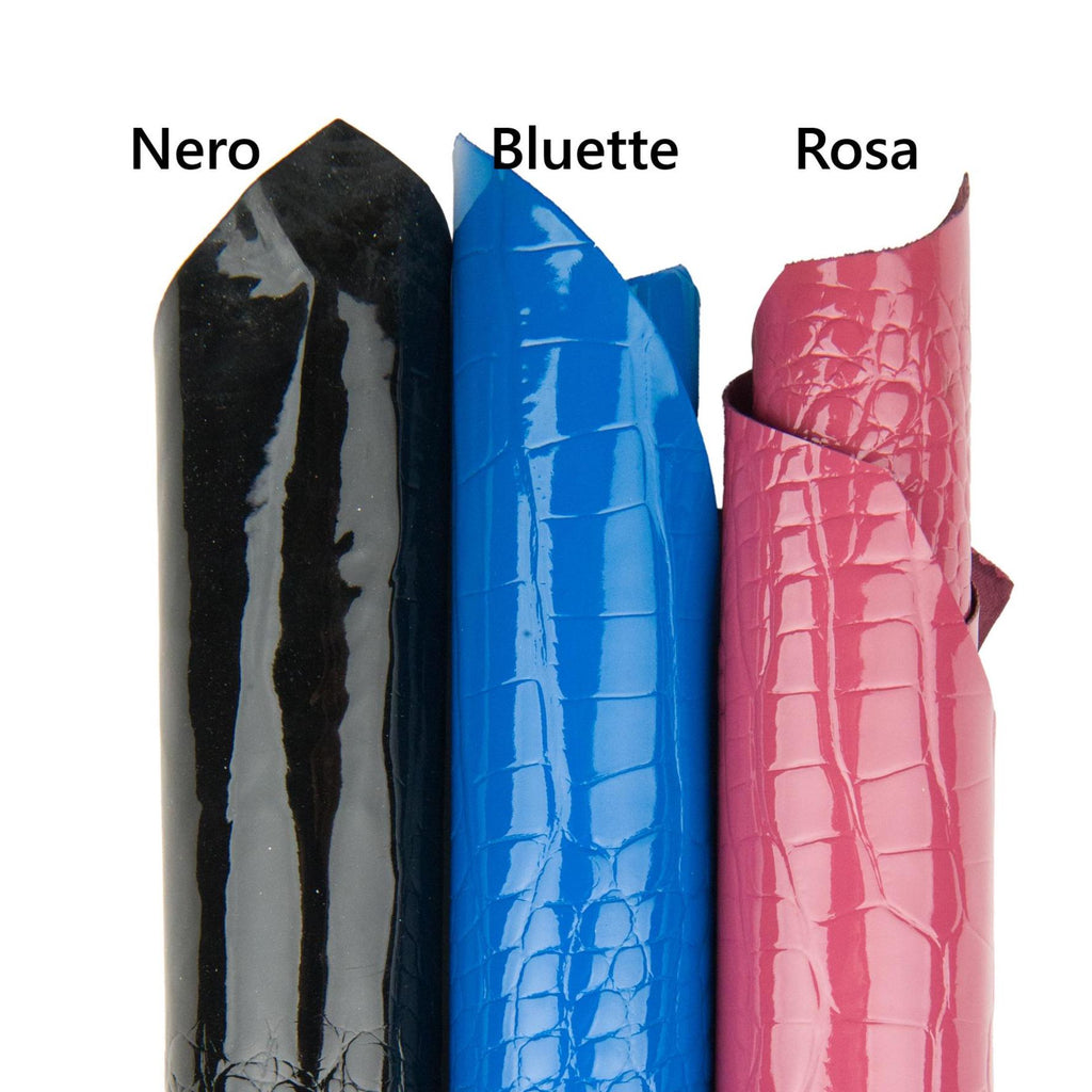 High Gloss Crocodile, patent croc Leather, ShinyAlligator Leather Hide for Designers B18670-ST La Garzarara