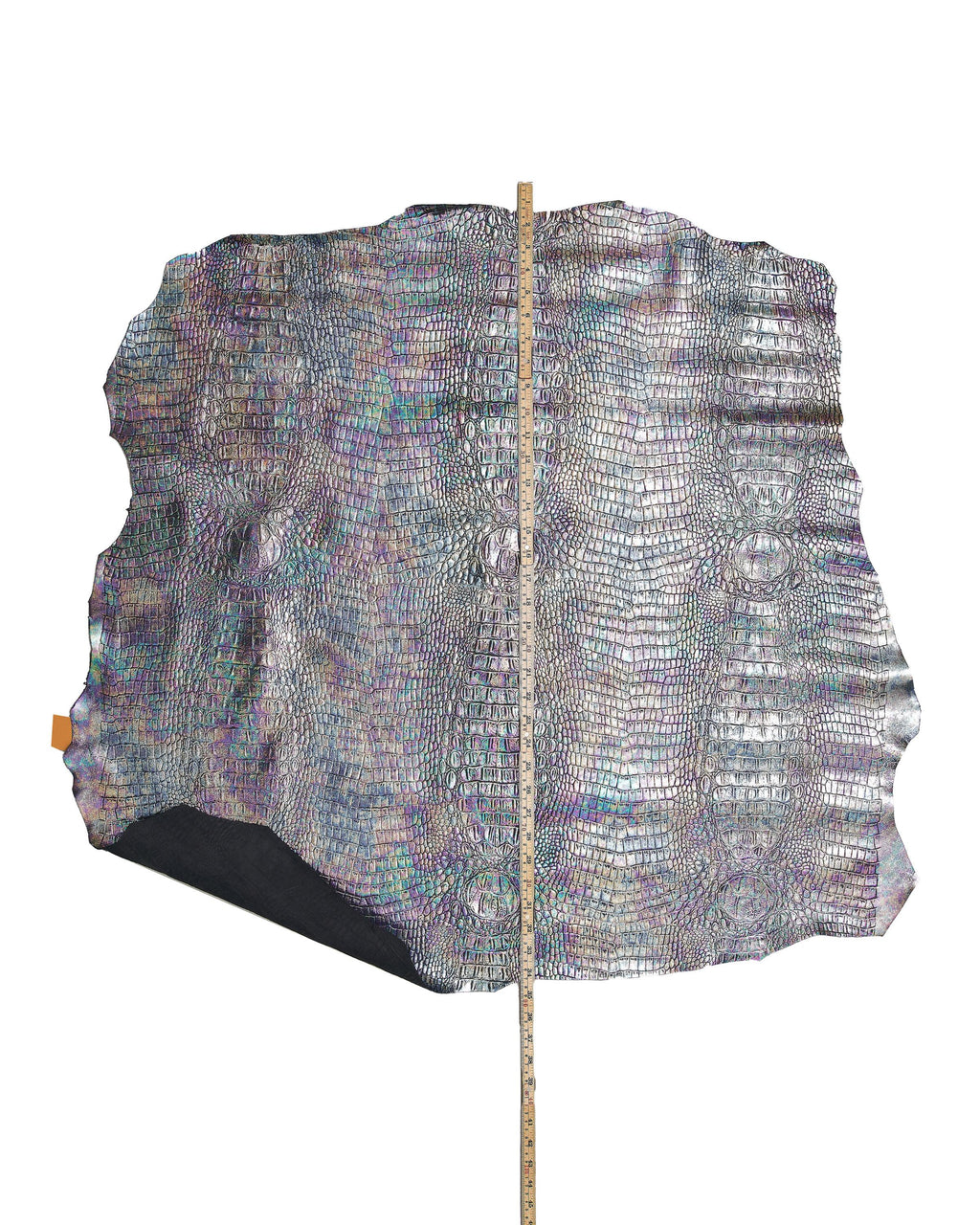HOLOGRAPHIC CROCODILE embossed leather hide, iridescent metallic alligator printed goatskin, multicolor soft leather B17214-MT(st)