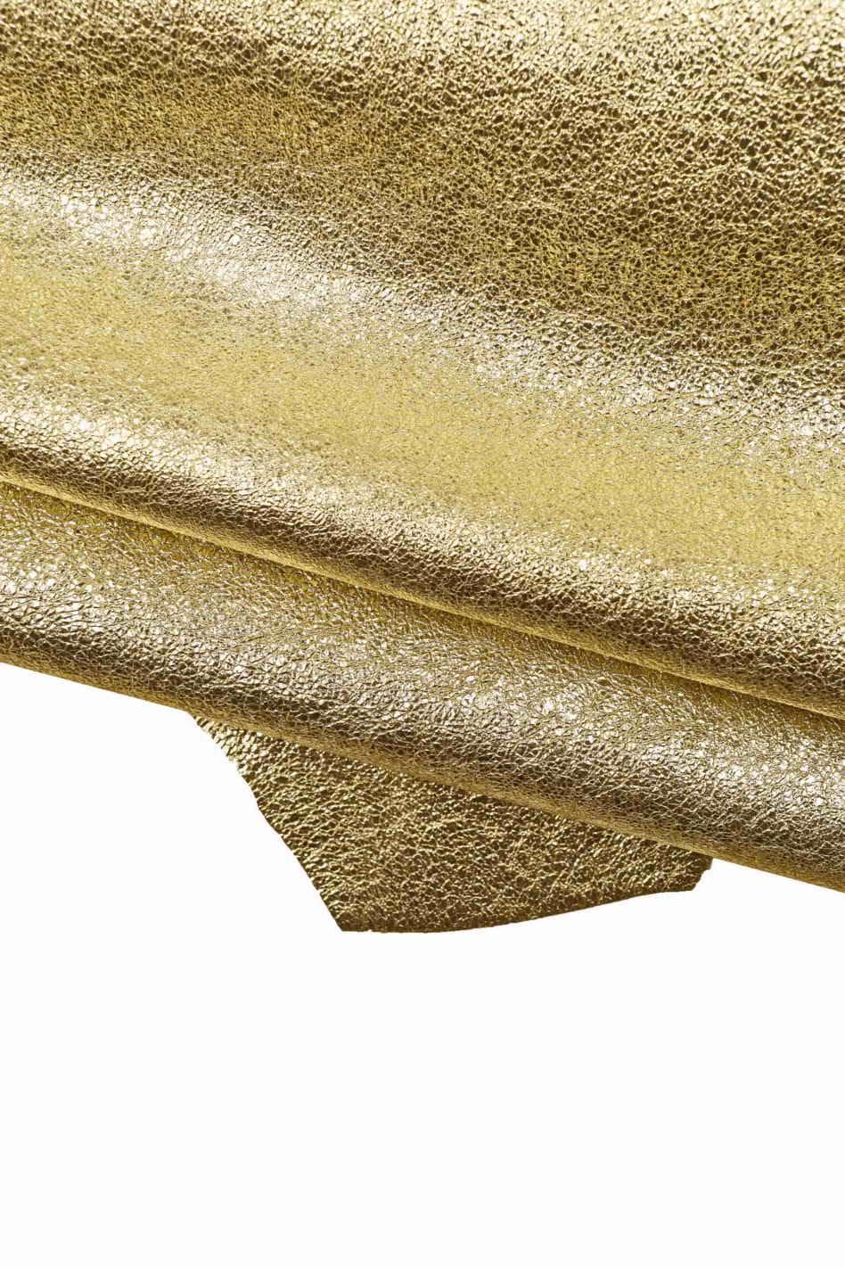 Champagne Gold Metallic Leather Hide, Smooth Foil Genuine Leather, Luxury Gold Leather for Bags, Shoes, Crafts B15107-MT La Garzarara