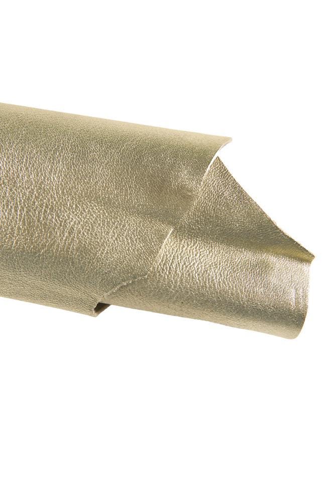 Luxurious soft PLATINUM metallic leather skin, light gold tiny grain textured italian lambskin hide, perfect for diy projects B16917-MT