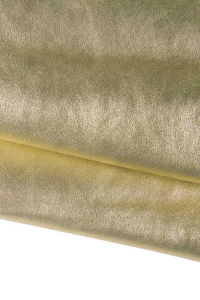 Luxurious soft PLATINUM metallic leather skin, light gold tiny grain textured italian lambskin hide, perfect for diy projects B16917-MT