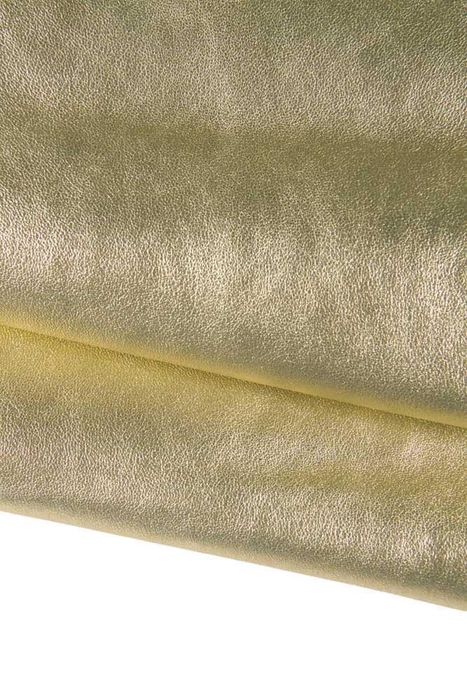 Luxurious soft PLATINUM metallic leather skin, light gold tiny grain textured italian lambskin hide, perfect for diy projects B16917-MT