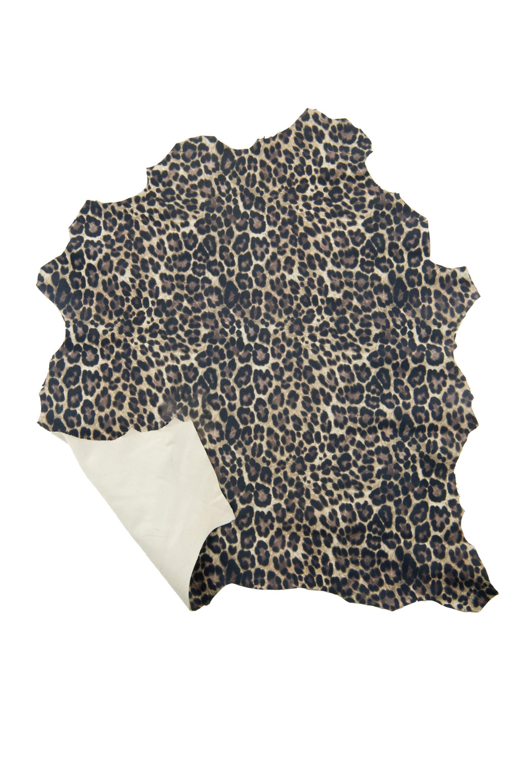 LEOPARD textured leather skin, animal printed SUEDE goatskin, beige - black - brown cheetah pattern on soft matt hide B18942-ST La Garzarara