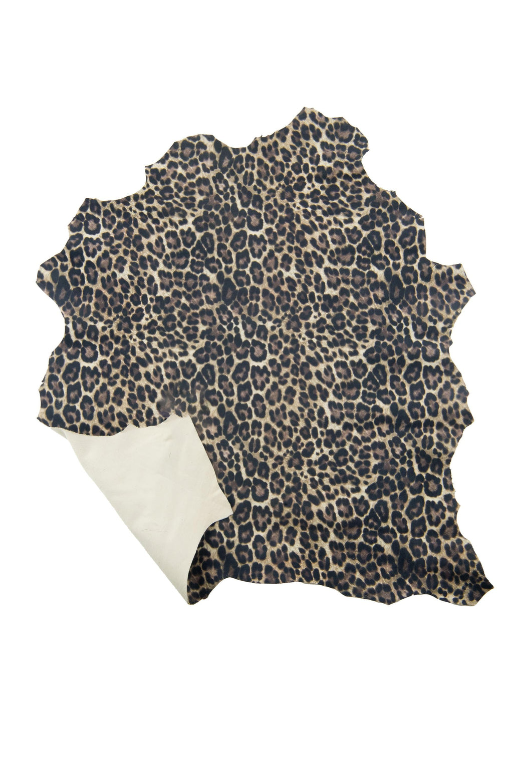 LEOPARD textured leather skin, animal printed SUEDE goatskin, beige - black - brown cheetah pattern on soft matt hide B18942-ST La Garzarara