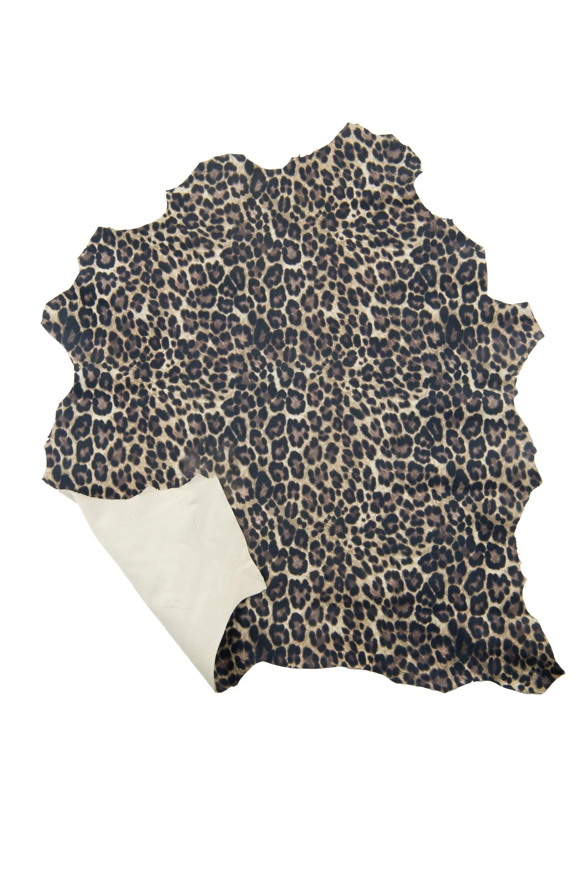 LEOPARD textured leather skin, animal printed SUEDE goatskin, beige - black - brown cheetah pattern on soft matt hide B18942-ST La Garzarara