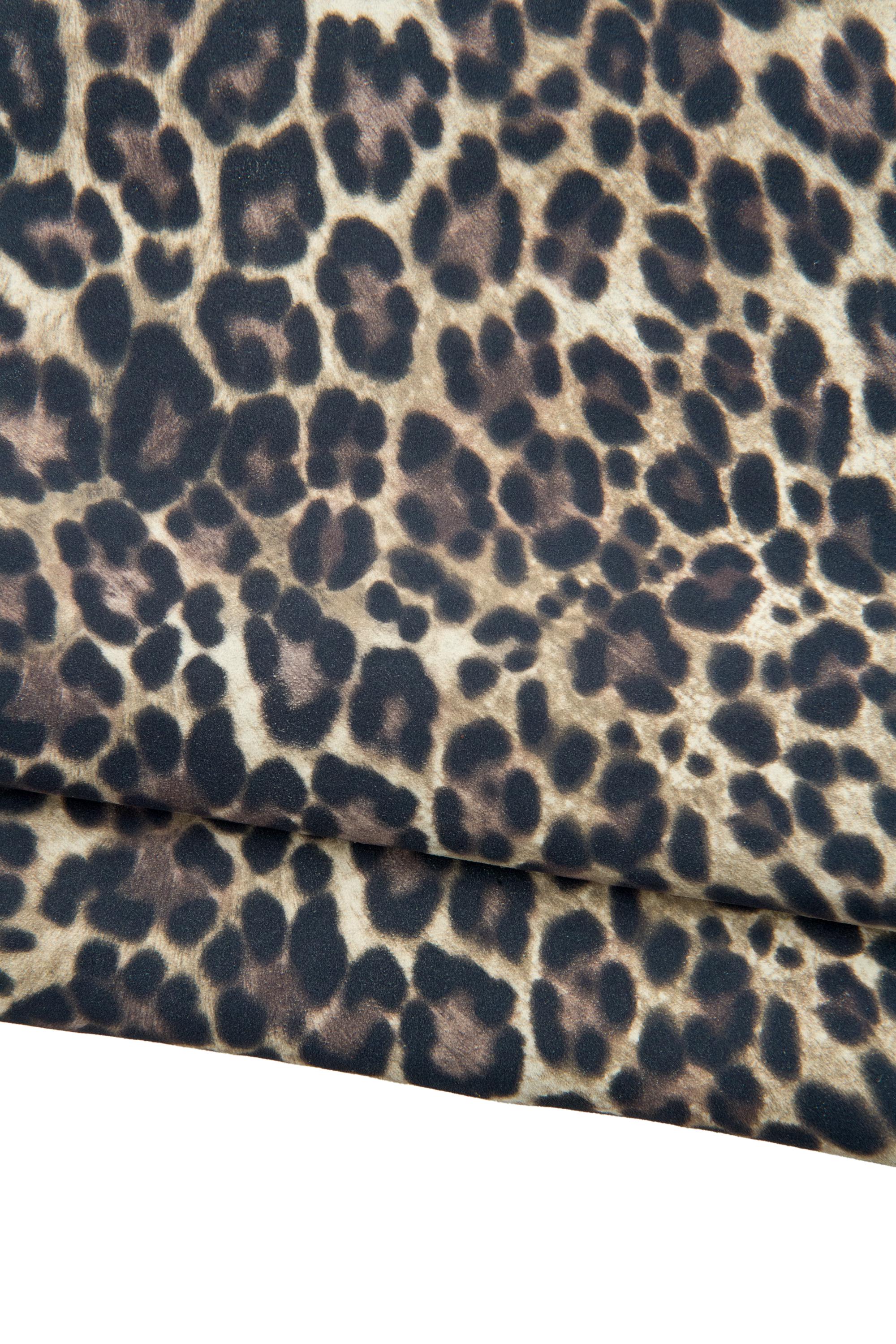 LEOPARD textured leather skin, animal printed SUEDE goatskin, beige - black - brown cheetah pattern on soft matt hide B18942-ST La Garzarara