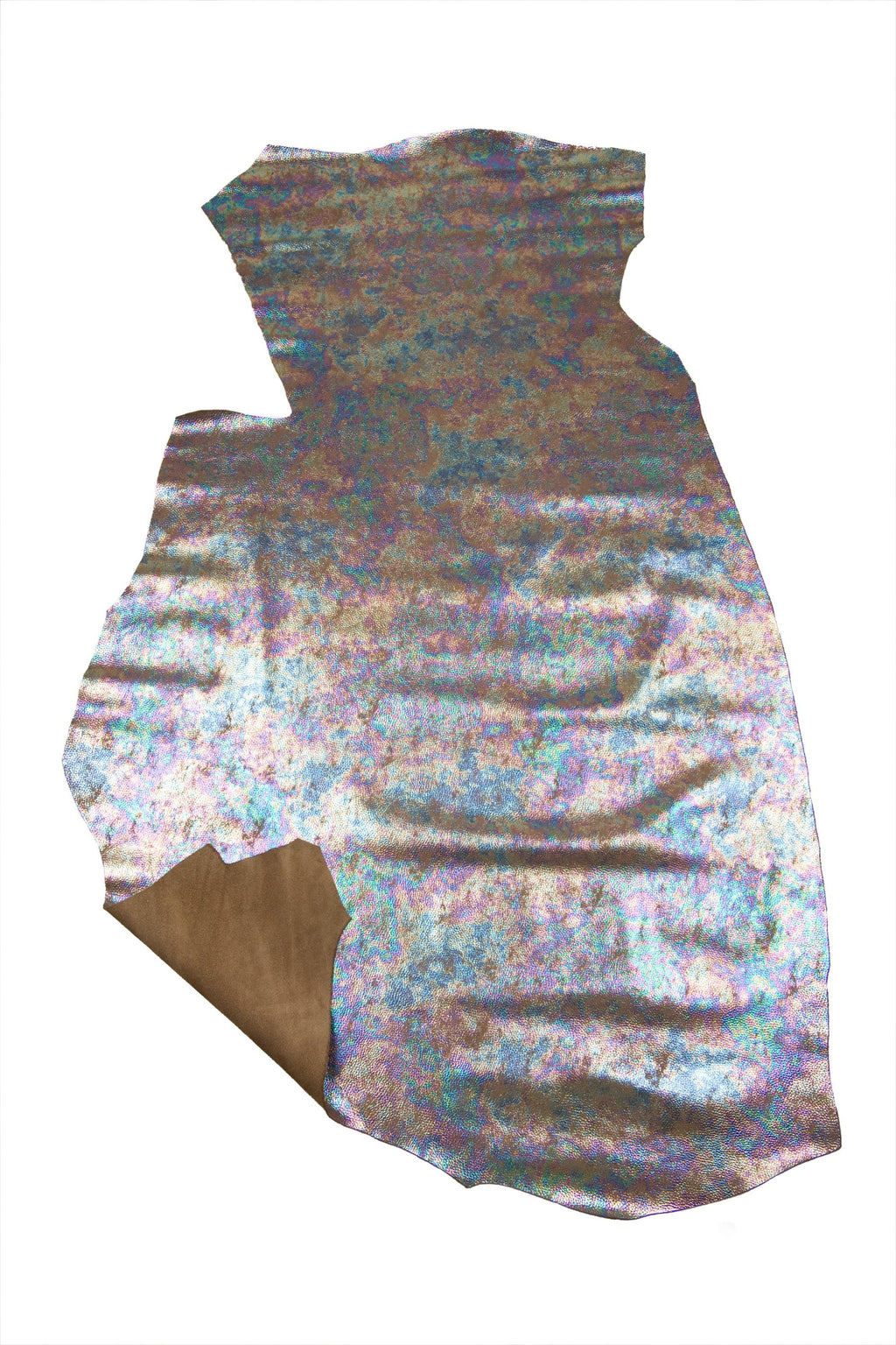 HOLOGRAPHIC pebble GRAIN printed cowhide, metallic printed leather hide, bright soft calfskin 1.0 - 1.2 mm B18928-MT(st) La Garzarara
