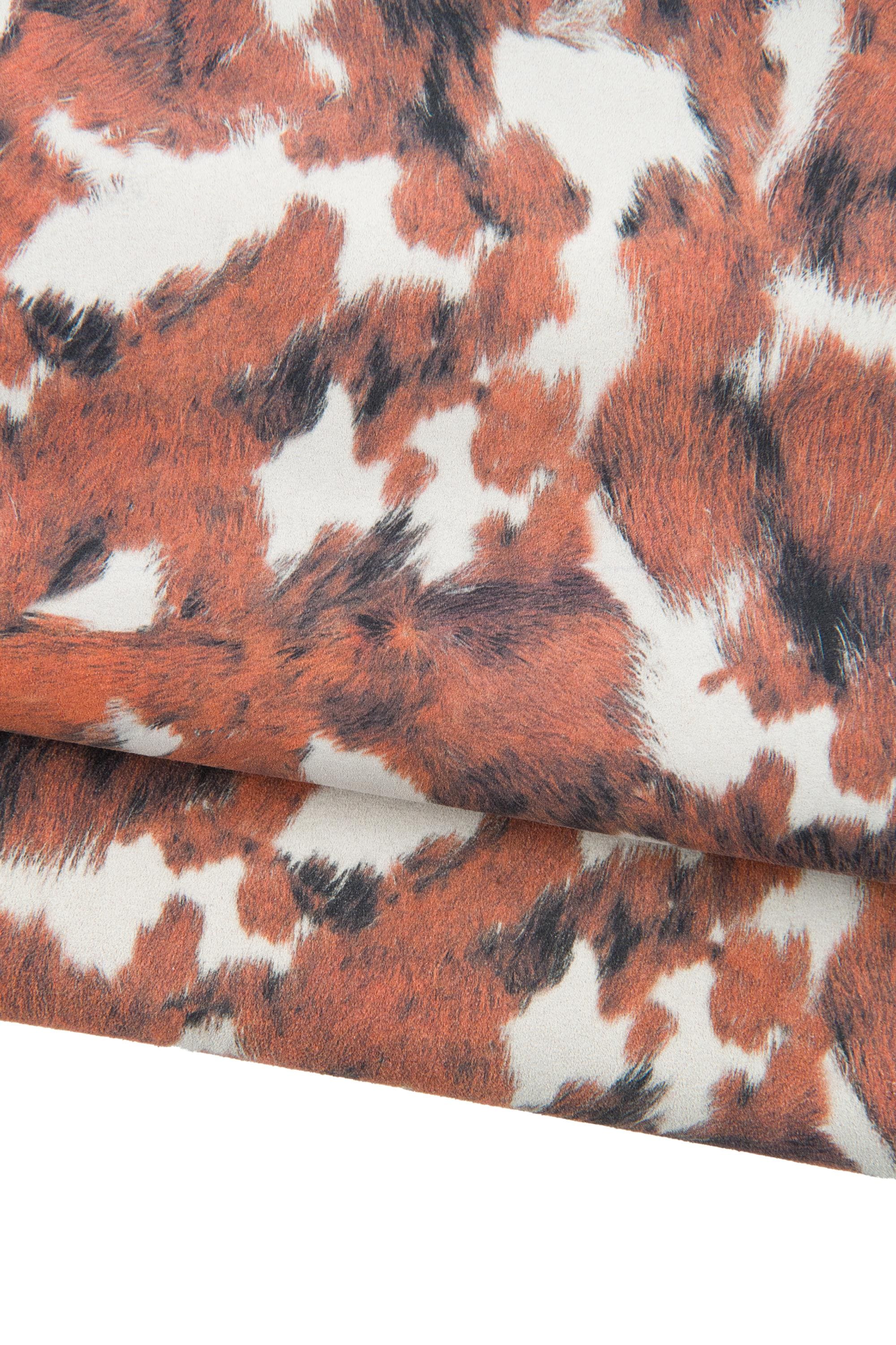 Animal printed SUEDE cowhide, grey - tan - black SPOTTED texture on leather hide, soft calfskin for diy projects B18962-ST La Garzarara
