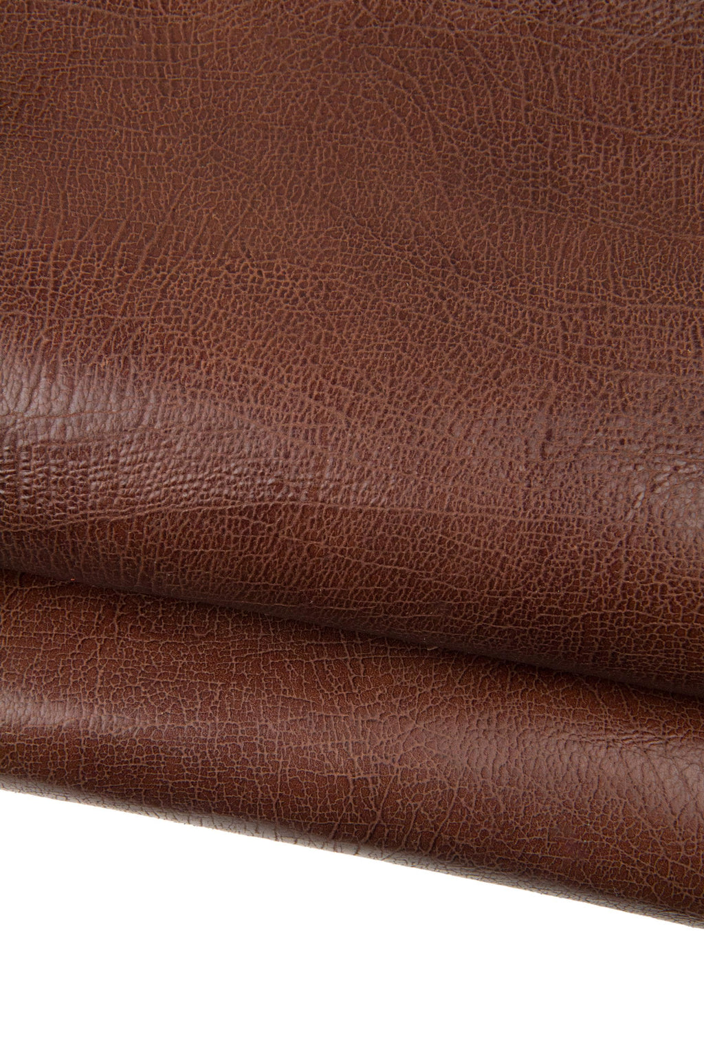 Red brown textured leather hide, GLOSSY thick cowhide, soft vintage calfskin 1.4 - 1.6 mm for crafters B18556-TU La Garzarara